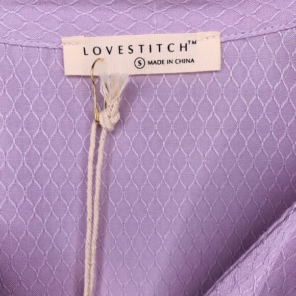LOVESTITCH The Overtime lavender v-neck button up shirt size small - Picture 4 of 12